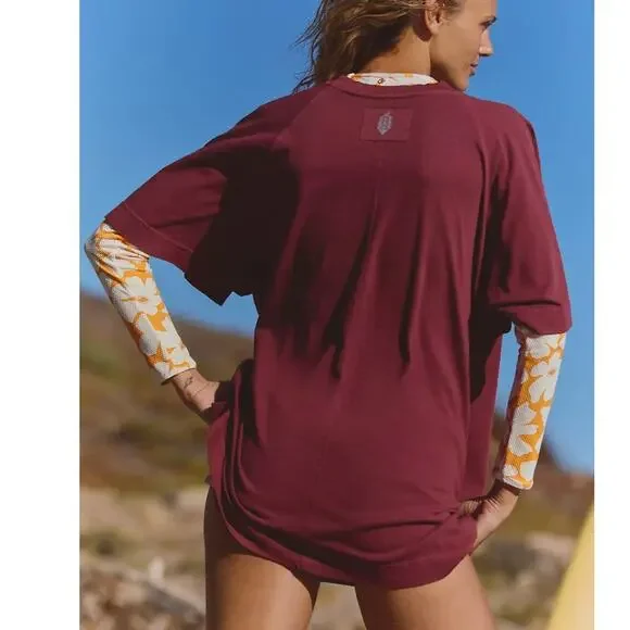 Free People Movement Icon T-Shirt Burgnady Red S - Picture 1 of 5